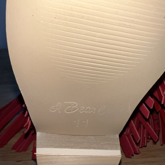 A Bear Co Girls Size 11 Red Fringe Leather Western Cowgirl Boots NEW - Picture 10 of 11